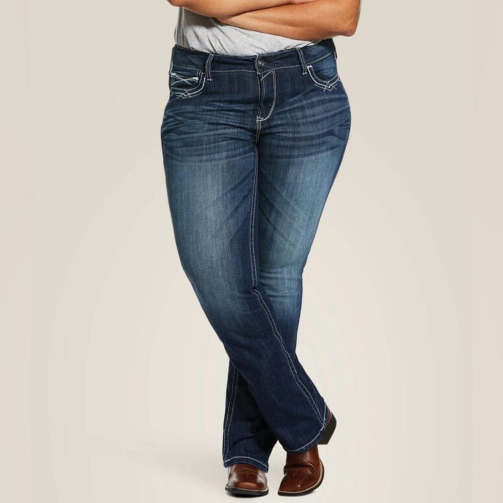 ARIAT R.E.A.L. Mid Rise Stretch Entwined Boot‎ Cut Jeans Dark Wash Size 32 SHORT